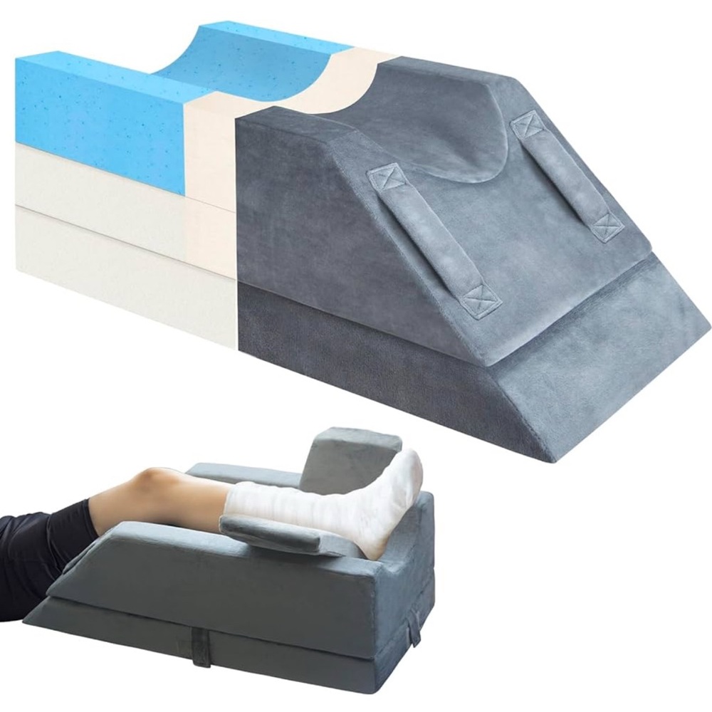 Memory Foam Leg Knee Ankle Foot Support Elevation Pillow for Surgery Gray 2 pc